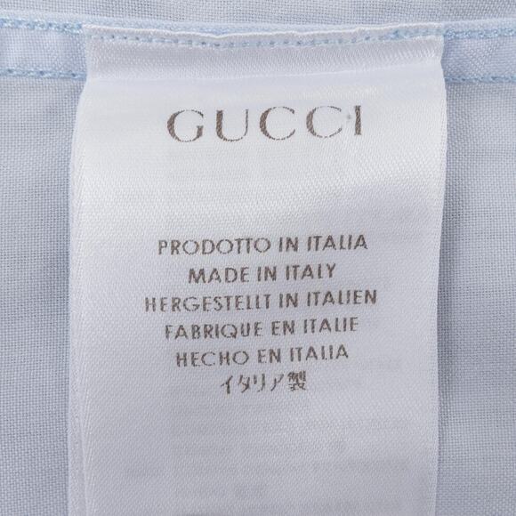 Gucci Classic Dress Shirt Embroidery Men's 15.5 Light Blue - Picture 8 of 10